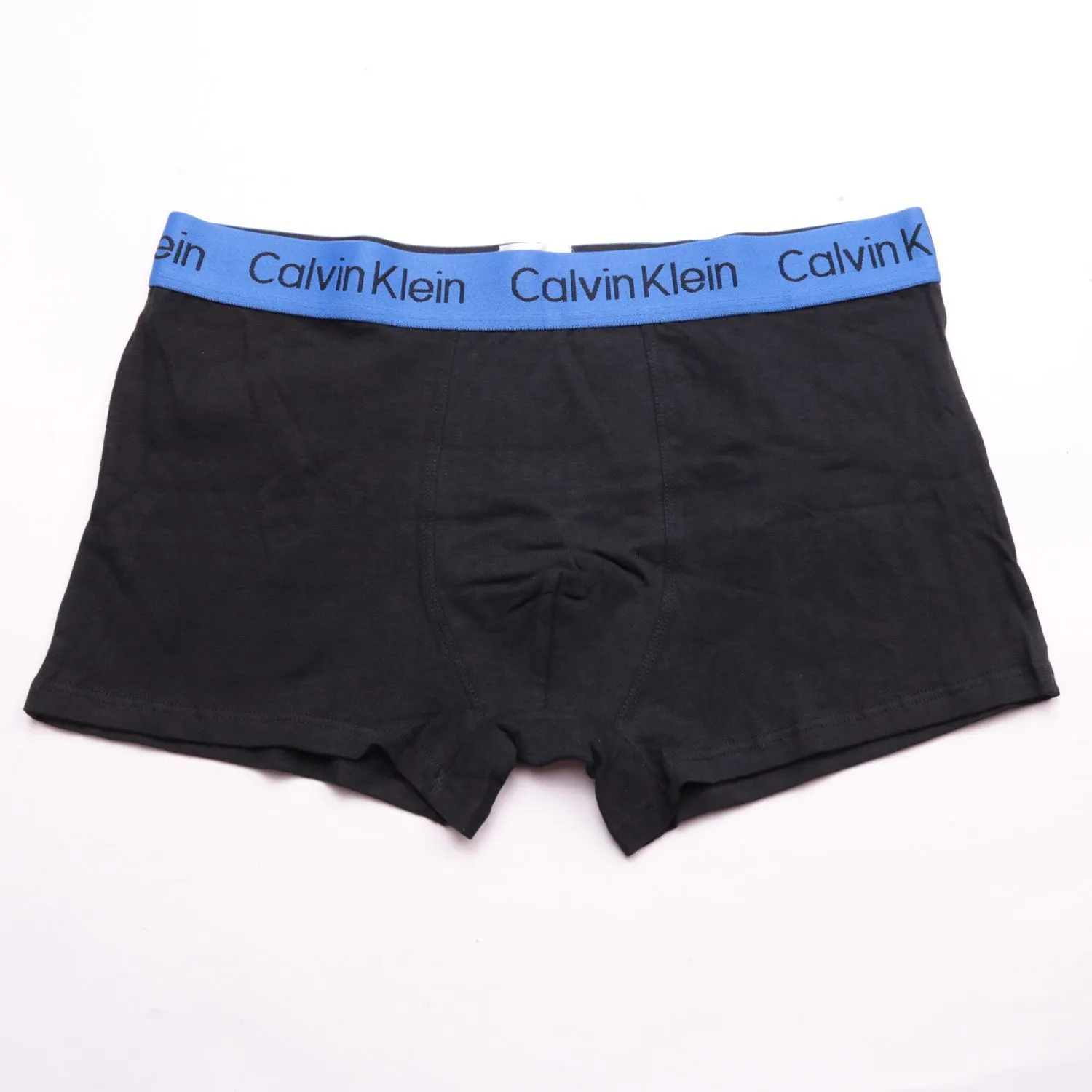 Чёрные трусы-боксеры Calvin Klein с синим поясом, размер 60 (3XL)