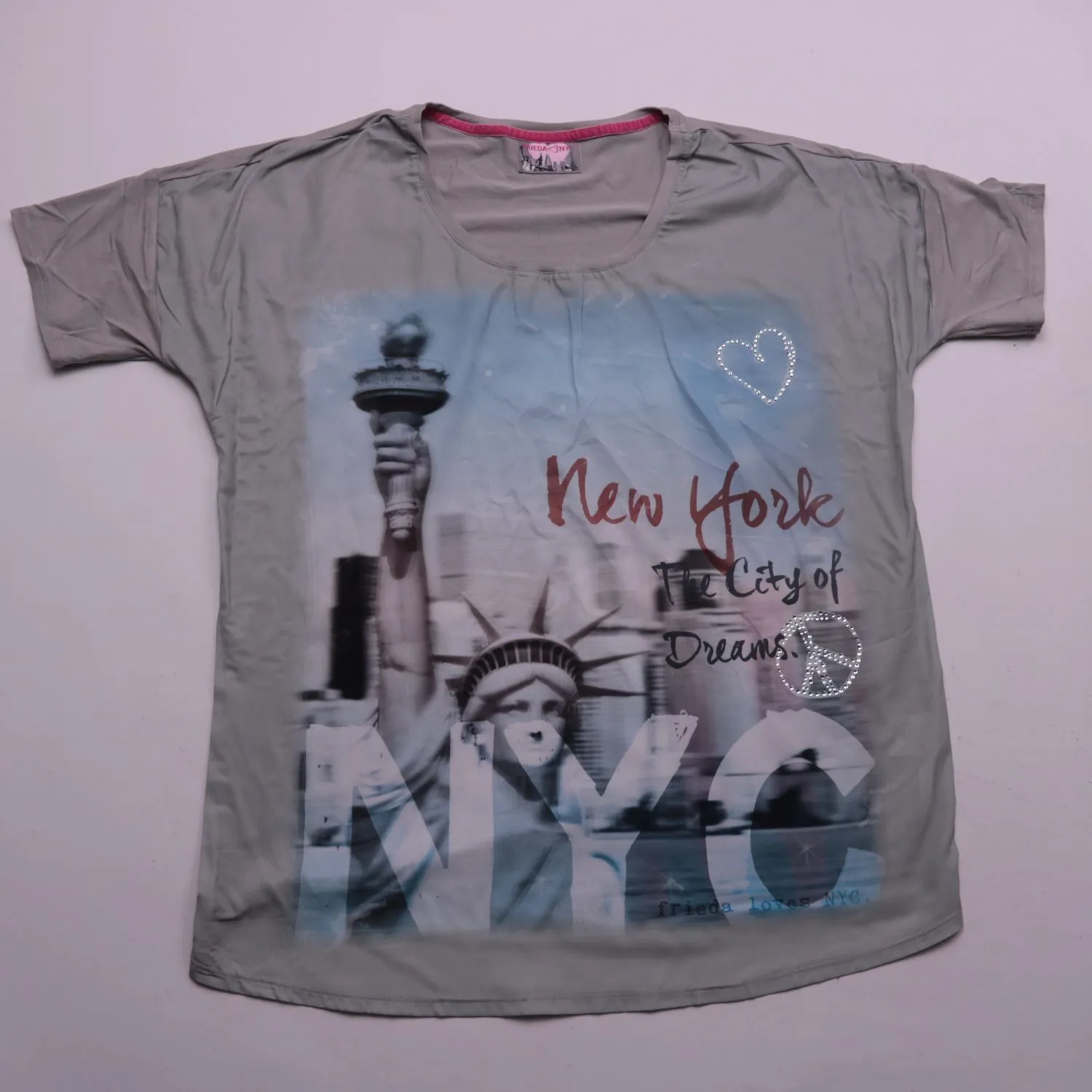Серая футболка Frieda & NYC с городским принтом, размер 52 (XL)